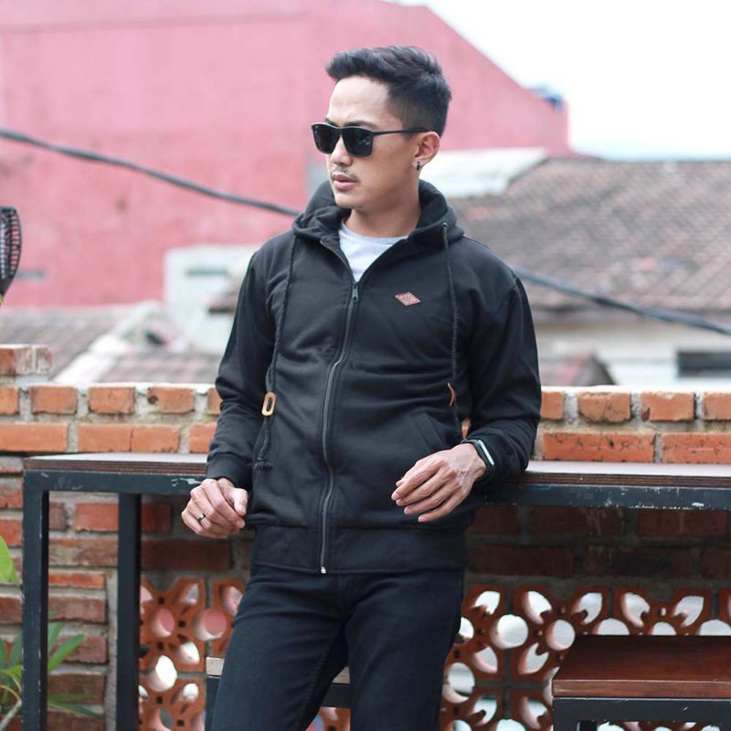 Jaket Hoodie Pria Windbreaker Distro Premium Original Bahan Fleece Adem