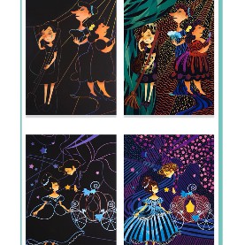 Joan Miro Scratch Cards set Full Moon aktivitas seni anak buku sketsa | Scratch Cards