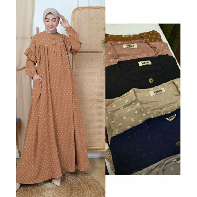 Original Vavani Dress khanan busui friendly (baju gamis wanita muslimah casual kondangan)