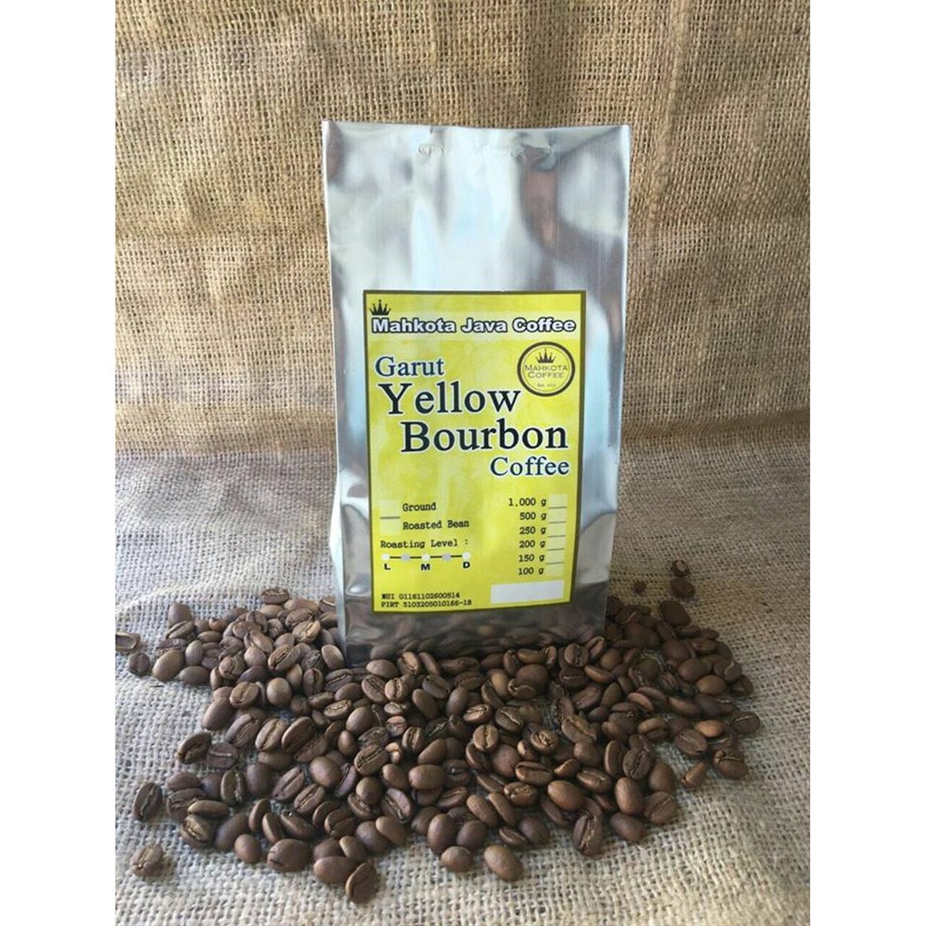 

Kopi Arabica Kuning Yellow Bourbon Garut Asli Mahkota Java Coffee 500 gram soft pack Berkualitas