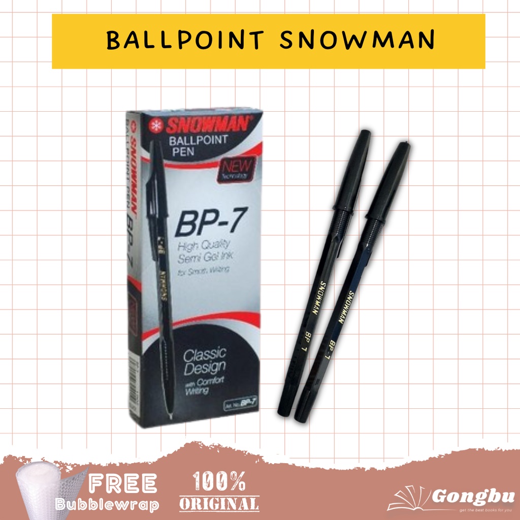 

SNOWMAN BP-7 HITAM BALLPOINT PEN / BULPEN PULPEN BOLPOIN