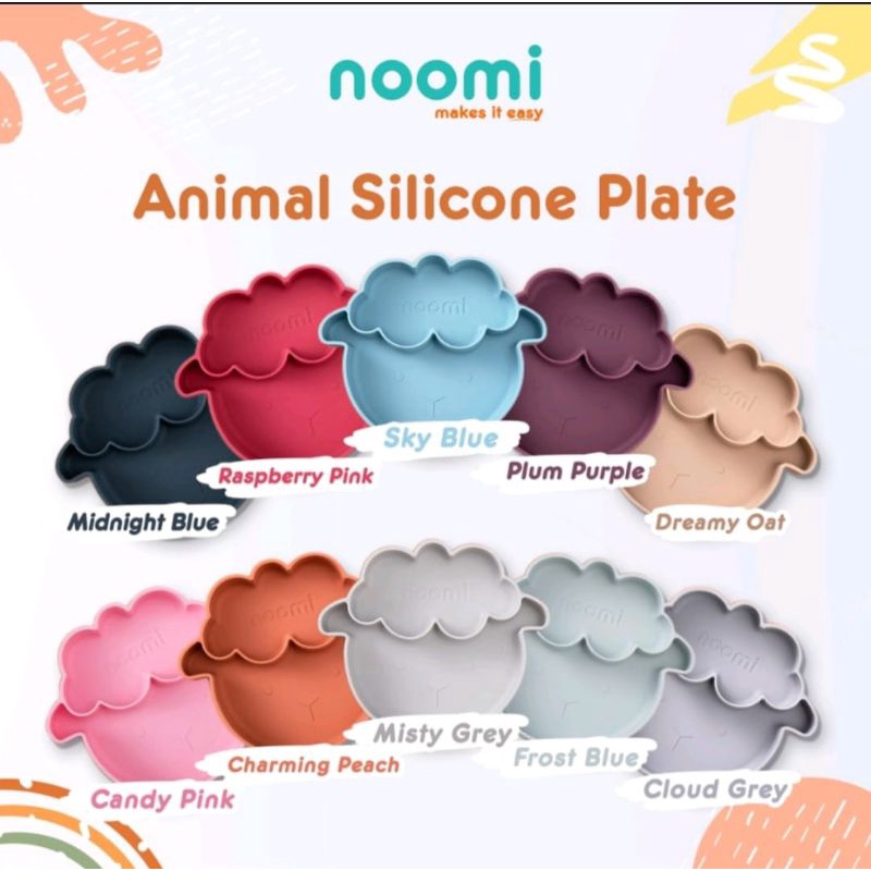 Noomi silicone animal plate piring silikon tahan panas