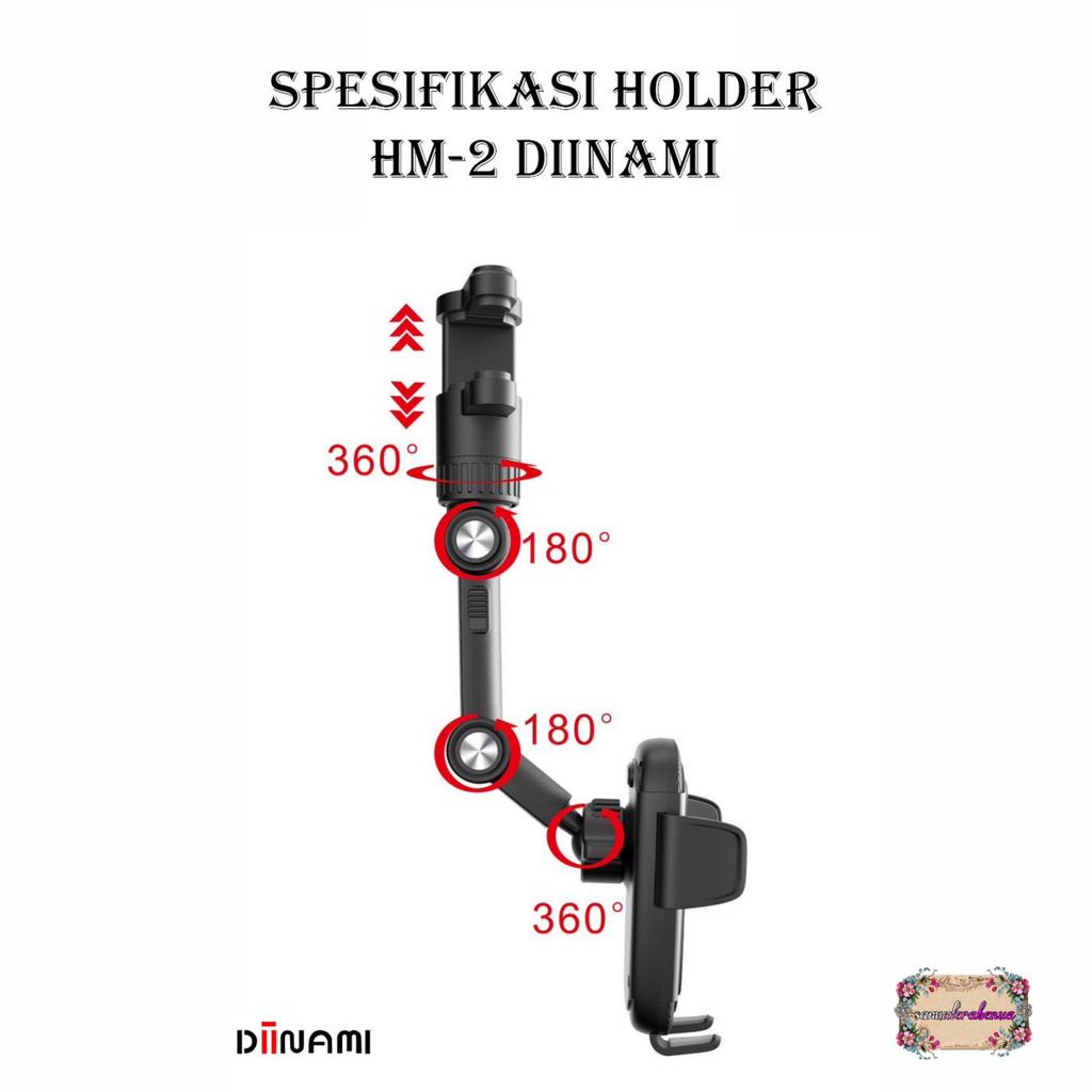 DIINAMI HM-2 CAR PHONE HOLDER REARVIEW MIRROR ADJUSTABLE UNIVERSAL HOLDER putar 360 derajat / Holder mobil di spion multifungsi SB5390