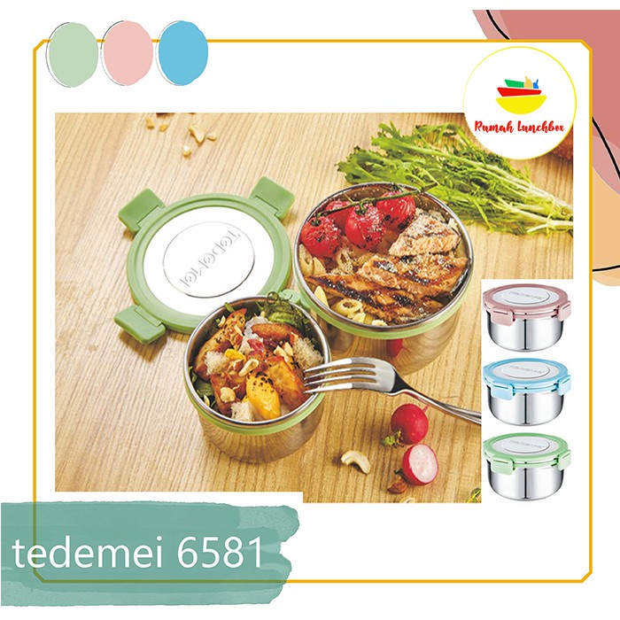 Kotak Makan Tedemei Lunchbox 6581 Sup Stainless Steel / BPA Free Anti Tumpah Praktis