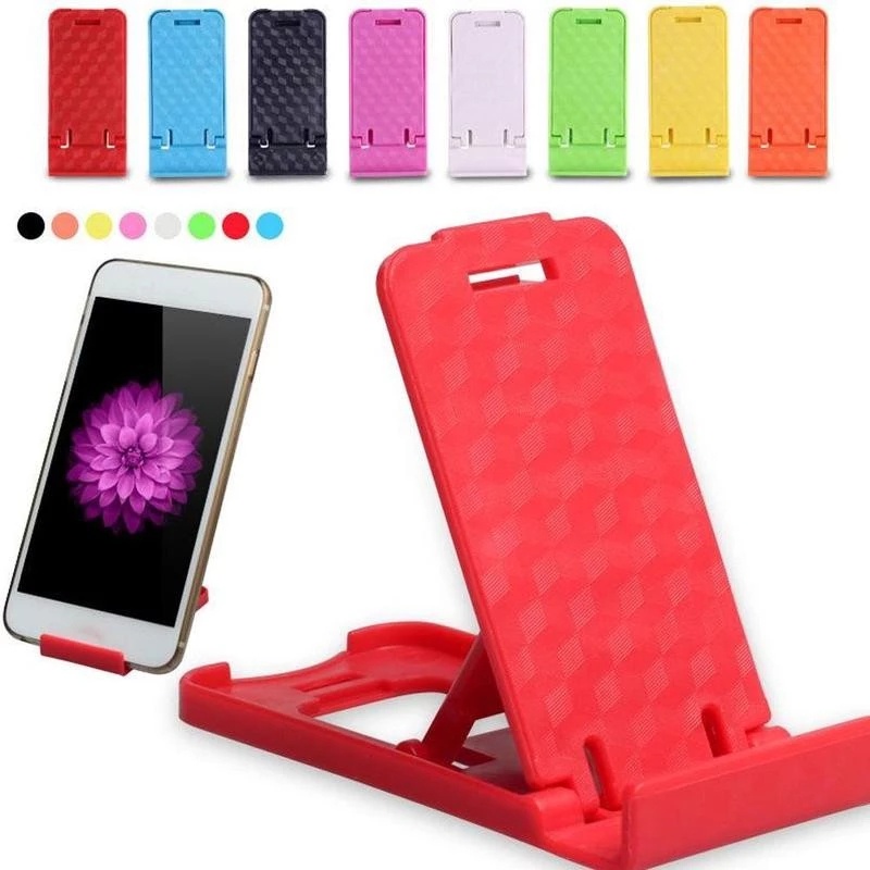 1pc Stand Holder Handphone / Tablet Universal Portable Bahan Plastik Warna Permen