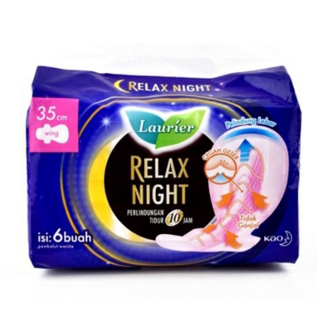 laurier relax night 35cm isi 6 pembalut wanita