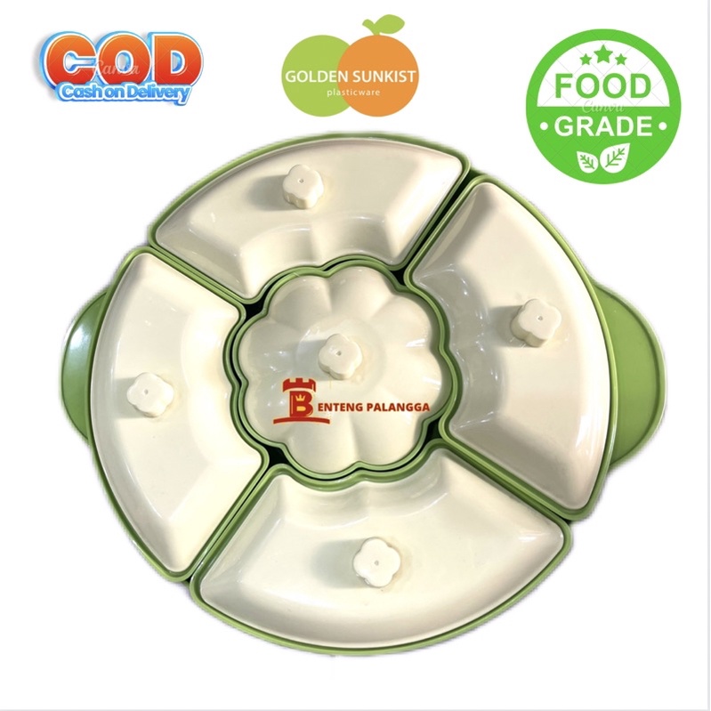 basi tutup prasmanan bulat besar plastik hijau tebal tahan panas food grade btpb 2043 golden sunkist