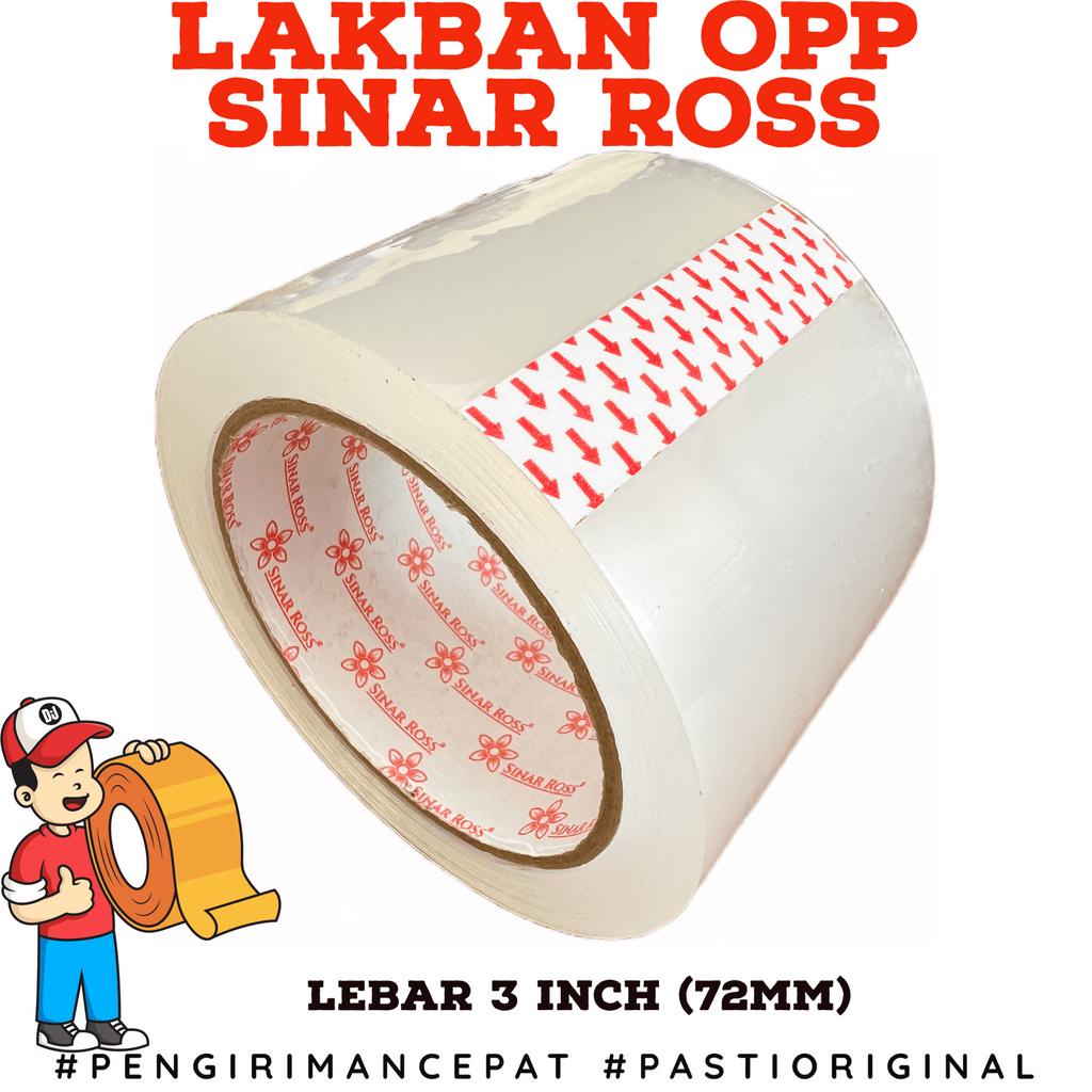

Lakban Sinar Ross 3 inch 72mm 90 Yard NESA Bening Per 1 ROL