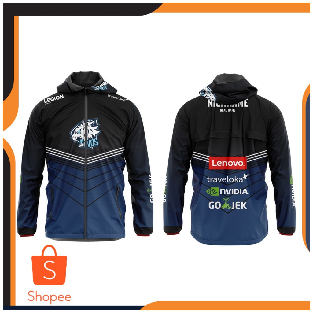 BEST SELLER - Jaket Parasut Taslan Pria Evos Esport Gaming Fullprint Waterproof Windbreaker