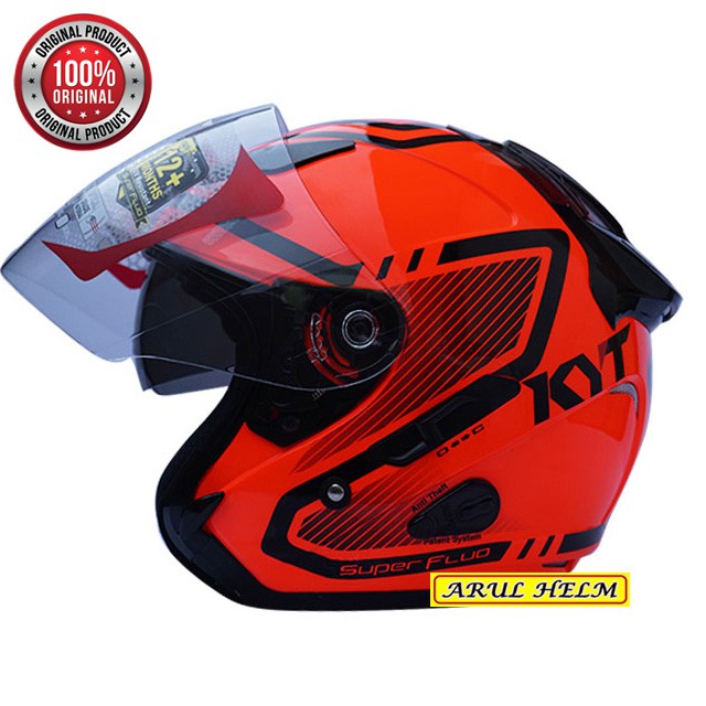 HELM KYT GALAXY SUPER FLUO RED FLUO / KYT ORIGINAL TERLARIS