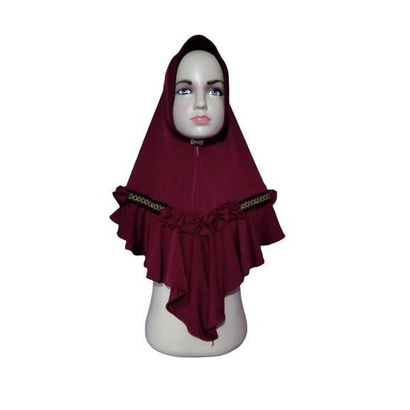 kerudung instan jersey bergo anak perempuan anggita umur 4-7 tahun bahan jersey hyget jumbo motif list rempel ped antem terbaru