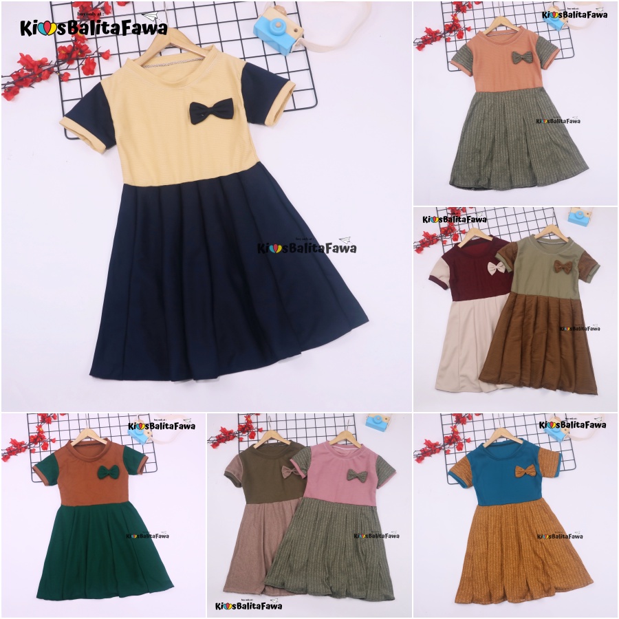 Dress Karin uk 5-6 Tahun / Balita Anak Perempuan Dres Lengan Pesta Kaos Baju Murah Gaun Pesta Import