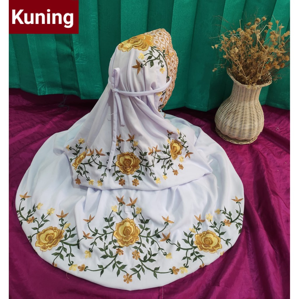 Mukenah Mukena terusan Dewasa Mukena Semi Sutra Bordir Mukena Terusan Dewasa Bordir Mukena Lajuran B