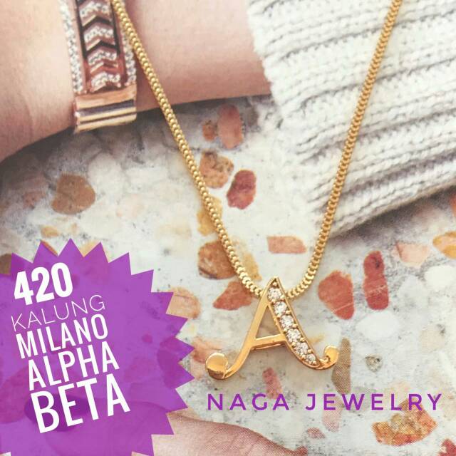 KALUNG MILANO ALPHABETA HURUF MATA EMAS KADAR 375&420