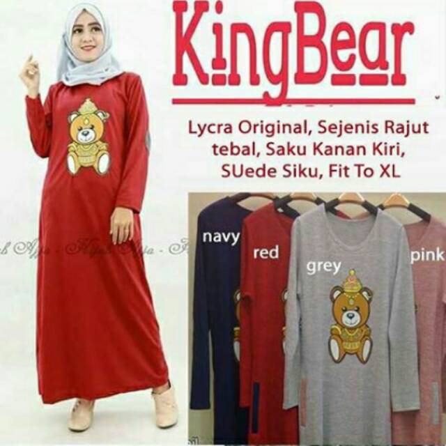 Gamis Dress KINGBEAR MAXY 135k Matt Lycra Original, Sejenis Rajut tebal, Saku Kanan Kiri, Fit To XL