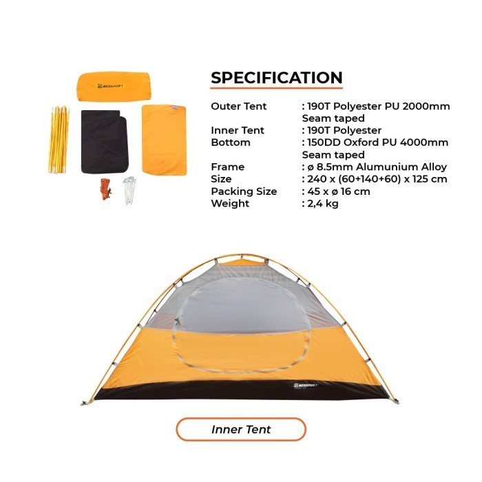 Tenda Camping Kap 2 Orang BESSPORT TENT Double Layer Frame Alloy