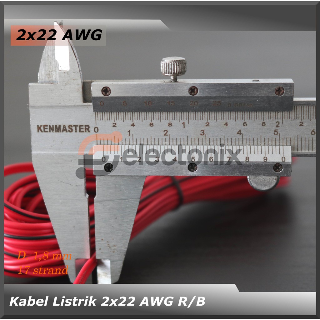 Kabel Listrik 2 x 22 AWG | Merah/Hitam [1m]