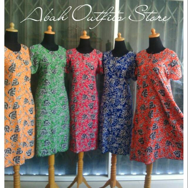 DASTER BATIK PENDEK MOTIF BUNGA S M L KUNING HIJAU PINK MERAH BIRU ORANGE LENGAN PENDEK BAJU SANTAI