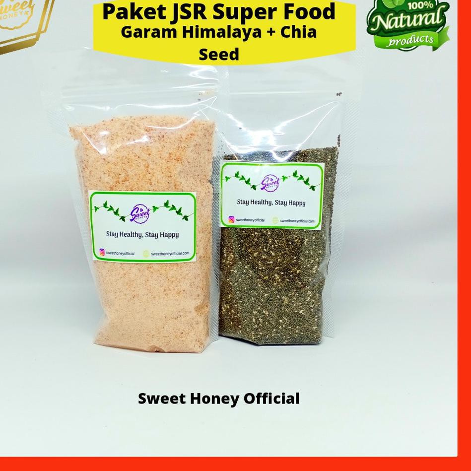 

set70 Paket JSR Super Food Garam Himalaya Himsalt Pink Himalayan Dan Chia Seeds Hitam .,.,.,.,