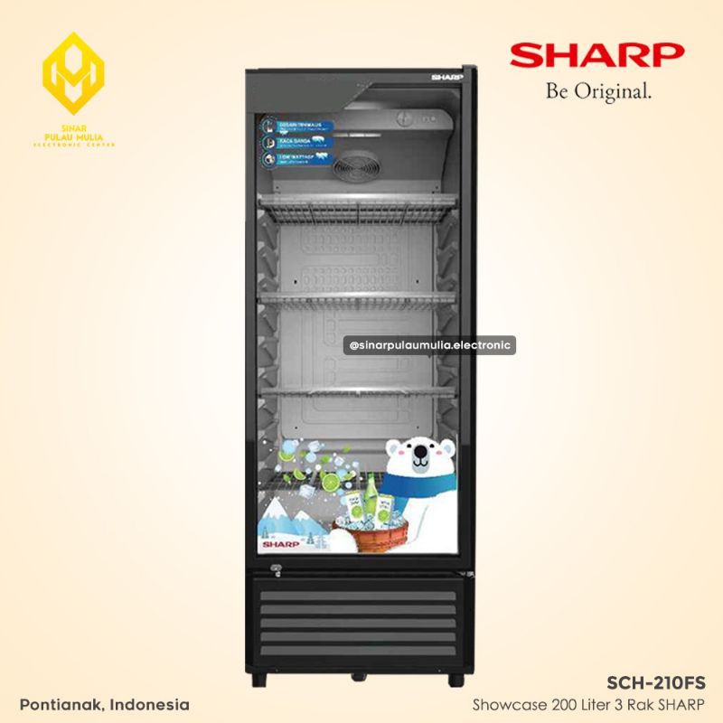 Sharp Showcase 200 Liter 3 Rak - SCH-210FS / SCH 210 FS / SCH210FS / SCH 210FS