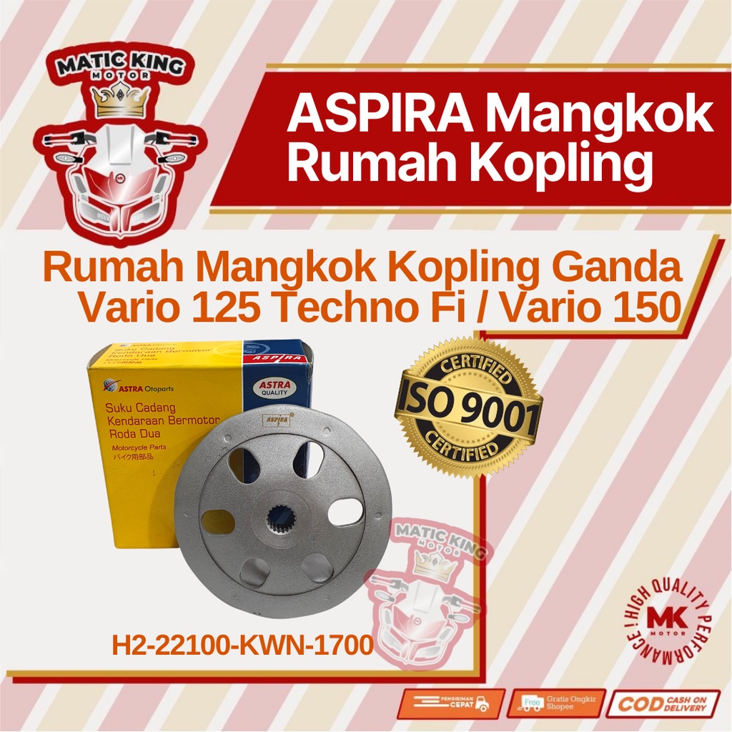 Mangkok Rumah Kampas Ganda kopling Vario Techno Fi  esp 125 150 H2-22100-KWN-1700 asli Aspira Astra Otoparts