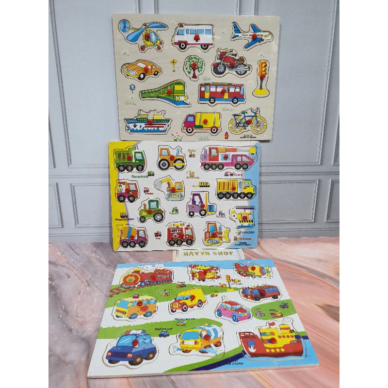 PUZZLE KAYU/PUZZLE KNOB KAYU-Transportasi KNOB