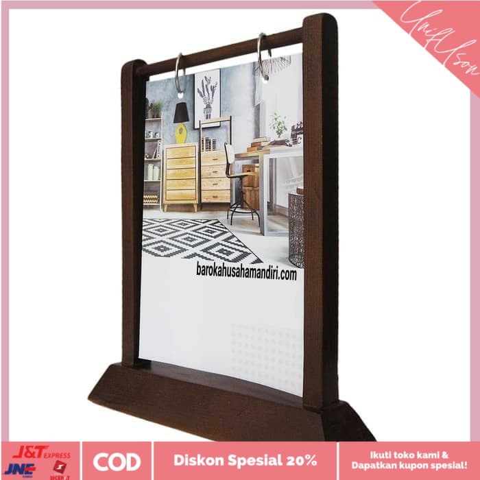 

⭐COD⭐ toheru || Tempat brosur gantung menu meja hanging kertas A5 ring kayuu