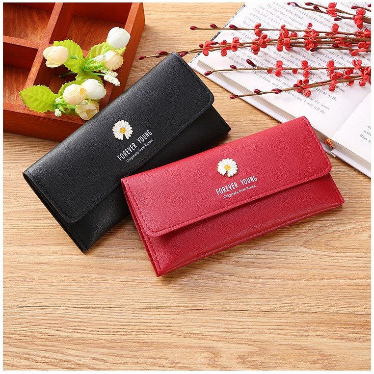 EV- d 1411 dompet lipat panjang wanita bunga daisy ala korean fashion