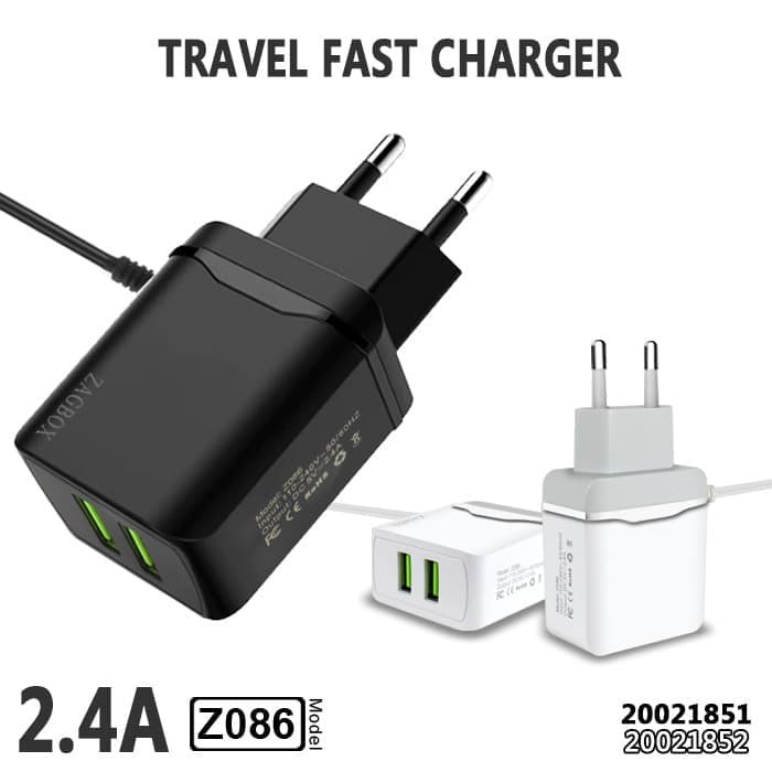 Charger ZAGBOX Original 2 USB Port Quick 2.4A Charger Z086