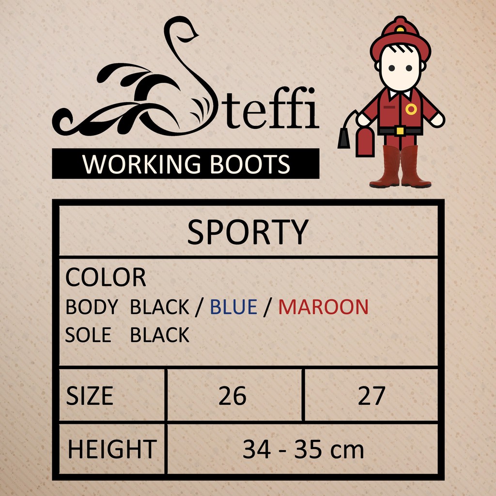 SHORT / SPORTY kardus isi 5 pasang | Sepatu boot proyek Steffi Boots tipe pendek