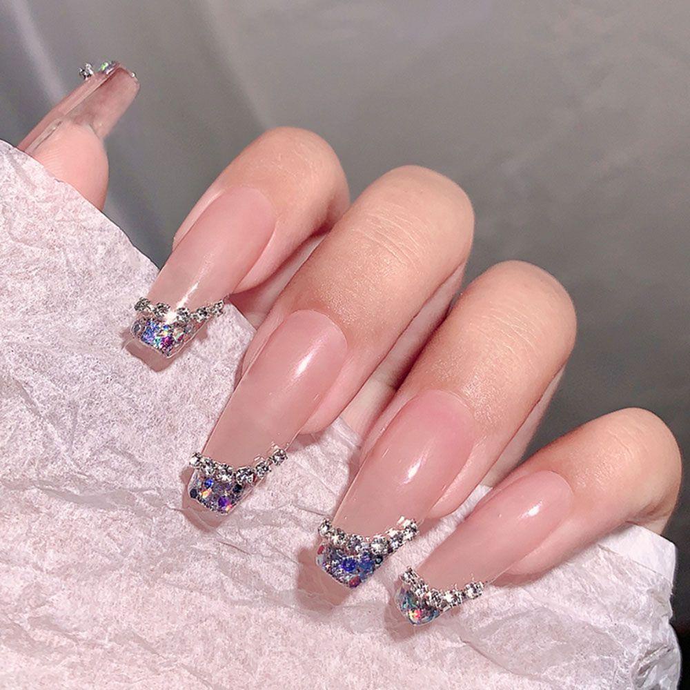 Mxbeauty Kuku Rantai Zirkon Kristal Mengkilap Dekorasi Kuku Emas Perak Manikur Aksesoris Hiasan Kuku Nail Rhinestone Chain