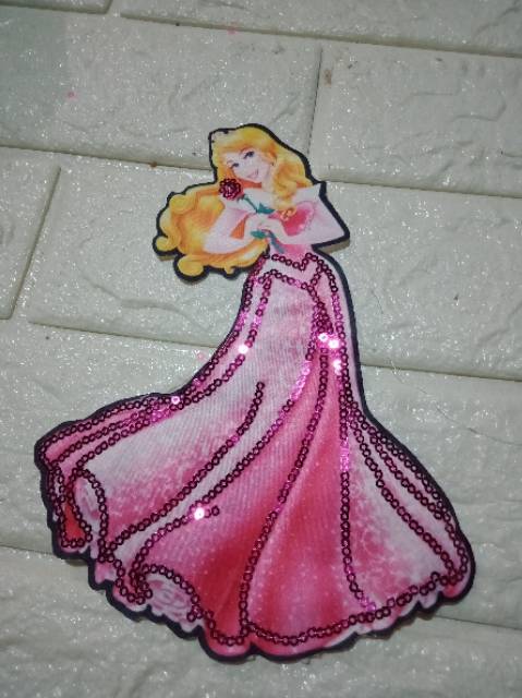 Aplikasi bordir patch princess led musik 20 cm import