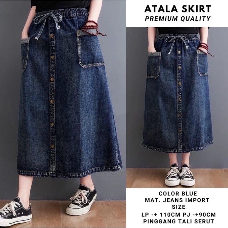 ATALA SKIRT ROK JEANS ORIGINAL KANCING