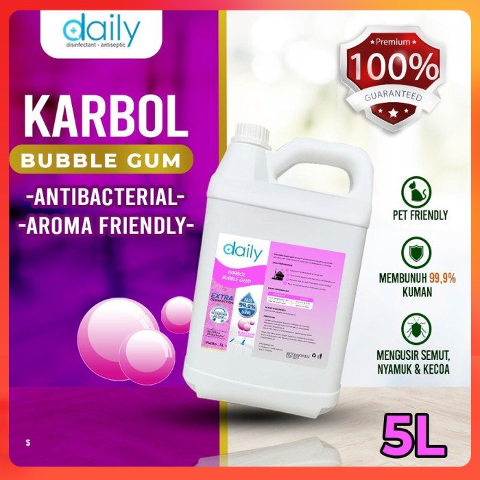 KARBOL 5 LITER WANGI BUBBLE GUM DAILY PEMBERSIH LANTAI DAN KAMAR MANDI | KARBOL RUMAH SAKIT KARBOL LANTAI KARBOL KAMAR MANDI