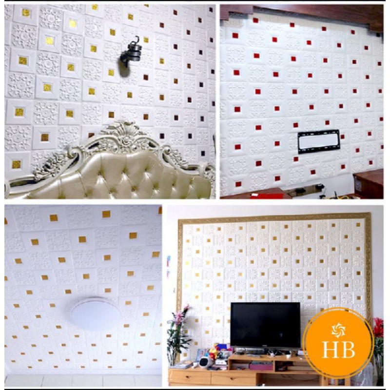 Wallpaper Dinding/plafon 3D foam xpe motif Batik timbul 70*70CM-Tebal4-5MM
