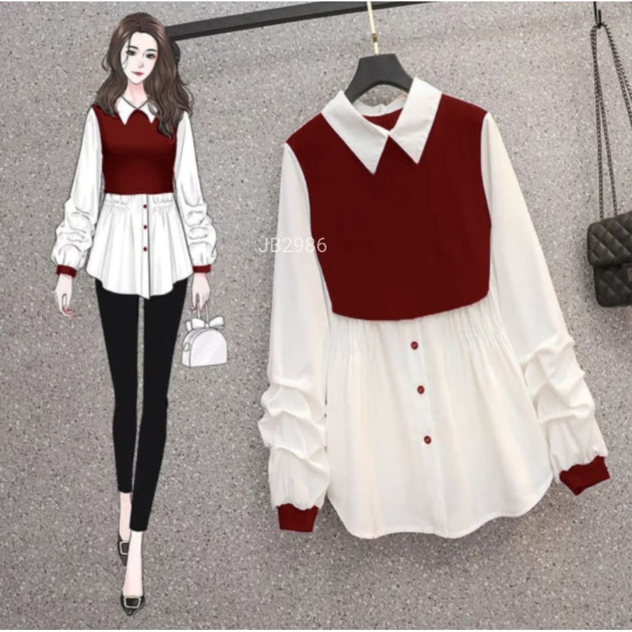 Baju Kemeja Hem Wanita Remaja Korea Ern Kekinian Terbaru 2021 Atasan Bahan Moscrepe Ld 100 Fit L.