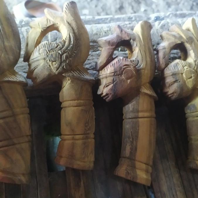 Gagang golok handel handle motif wayang kayu johar