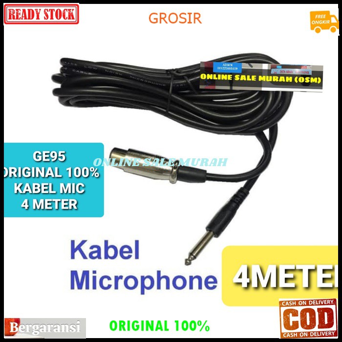 G95 Kabel mic cable mik 4 meter ORIGINAL 100% microphone mikrophone dynamic profesional karaoke vocal vokal G95  Bisa BUAT SEGALA MIC KABEL  Spesifikasi Panjang 4 meter Jack koneksi T/S male to XLR female Unbalanced Warna Hitam G95