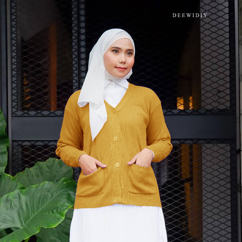 CARDIGAN RAJUT PANJANG UNTUK WANITA - BUTTON CARDI DEEWIDIY