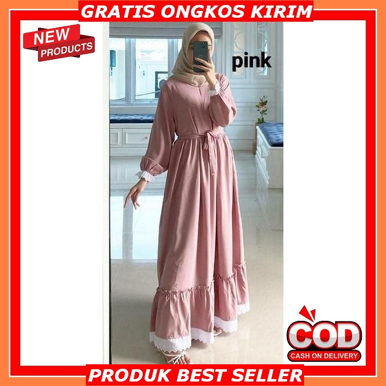 Baju Gamis Wanita Terbaru 2021 Lebaran Sandrina Fashion Terbaru Khimar Maxi Abaya  Muslim Modern Siz