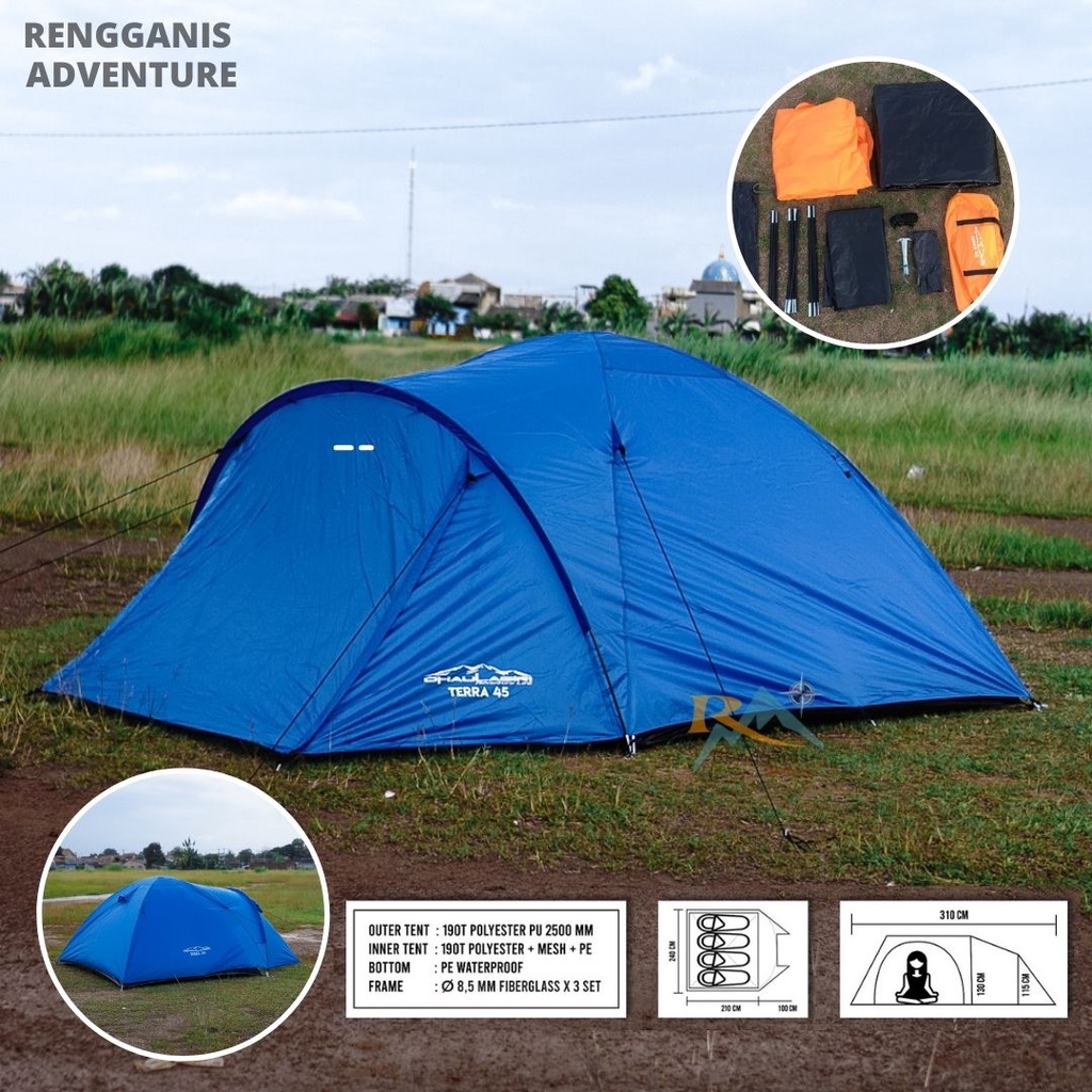 Tenda Camping DHAULAGIRI Terra 4 Orang Family Terra 4 Pro Frame Alloy