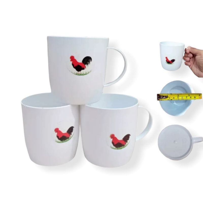 Gelas Mug Cangkir Gocek Plastik Ayam GOLDEN PUTIH JAGO JAGUAR STAR