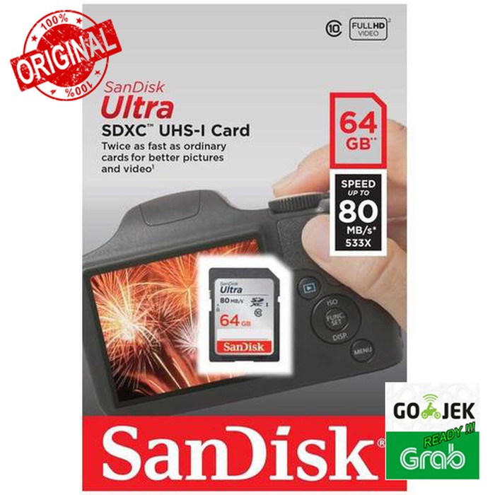 Memory SD CARD Sandisk Ultra SDXC UHS-1 64GB 80MB/s ORIGINAL