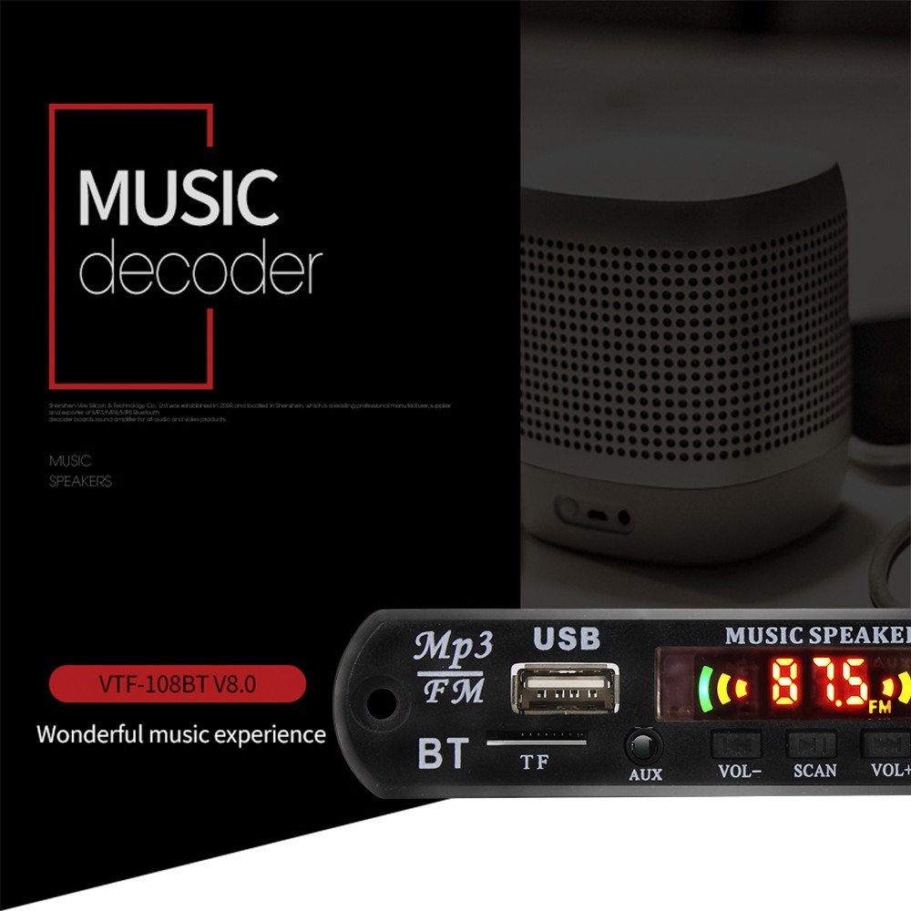 modul Mp3 Kit Modul Bluetooth 5.0 USB AUX Fm Ridio 12V Original VTF-108BT VIRE bisa COD