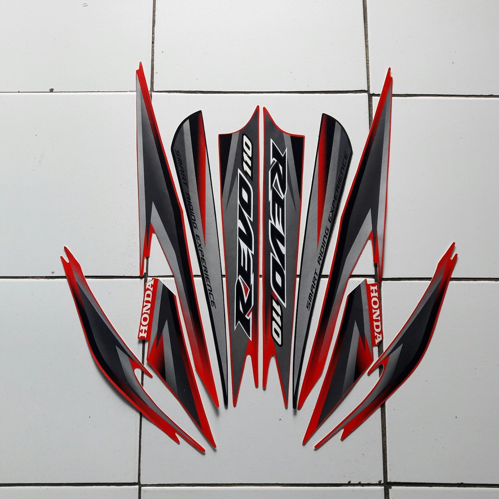 Sticker Striping Lis Les Body Motor Honda Revo Absolute Cw 110 2010 Warna Merah Standar
