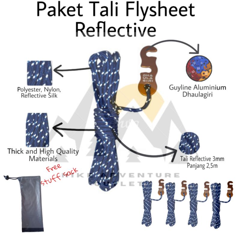 Paket Tali Flysheet Reflective Guyline Dhaulagiri