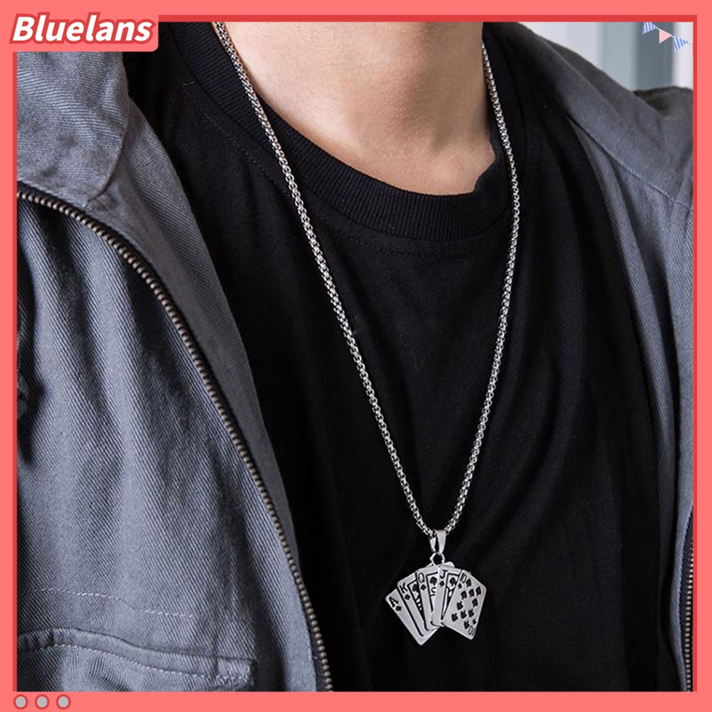 Kalung Panjang Liontin Poker Bahan Alloy Gaya Hip Hop Untuk Unisex