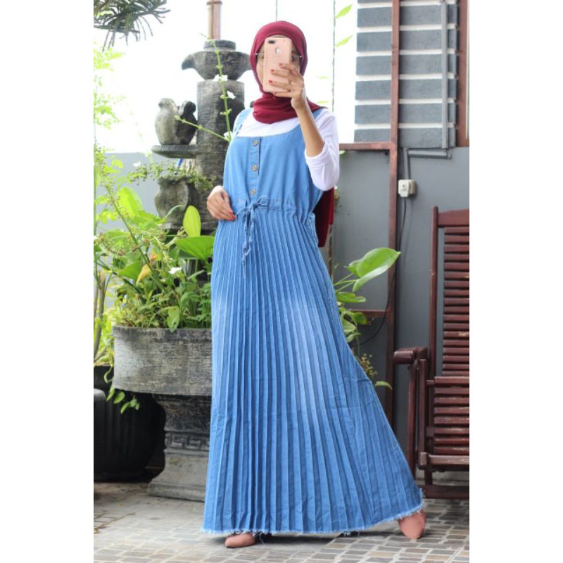 OVERALL JEANS PLISKET TANPA INER