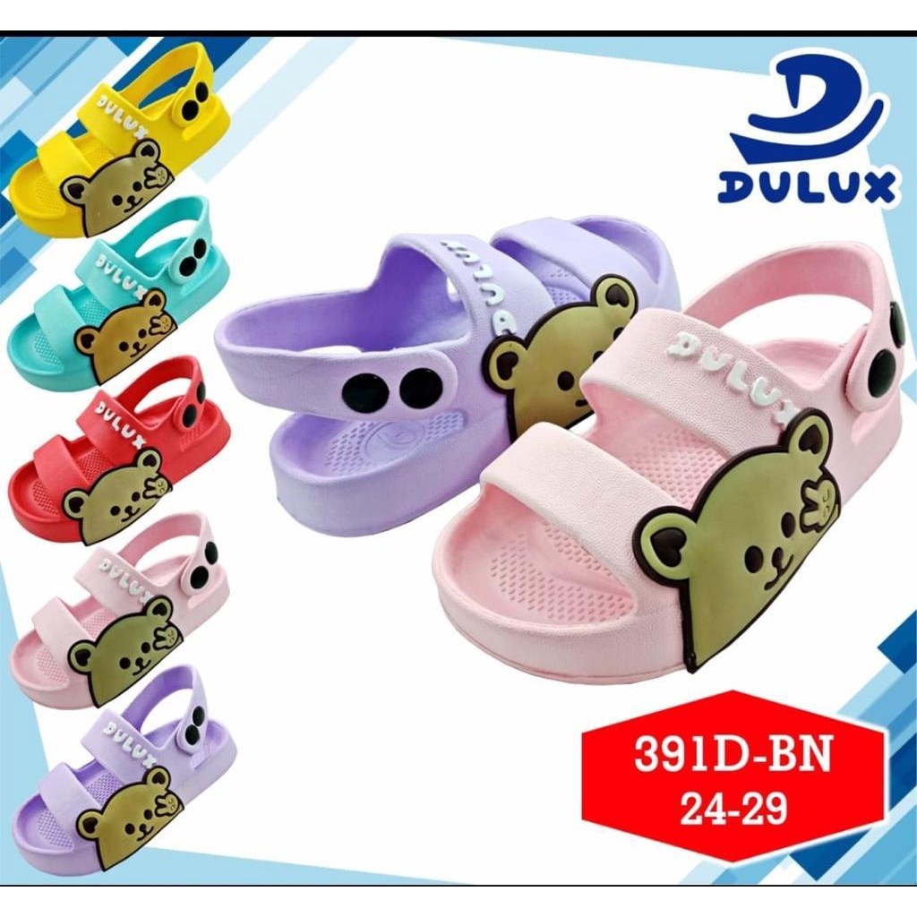 DX-391D-BN Sandal Gunung Anak Perempuan / Sandal Selop Karet Anak Cewek Motif Beruang Merek Dulux Ukuran 24-29