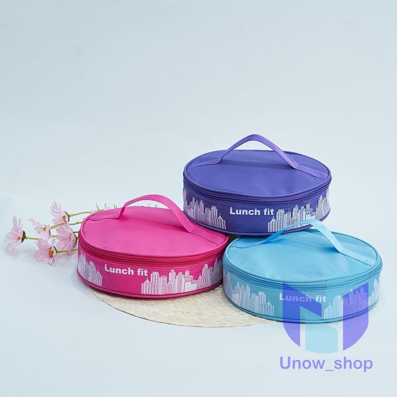 Tempat Makan Plus Tas Lunch Fit Set / Marvel Kotak Makan Plastik 3 Sekat / Bekal Makan Bulat